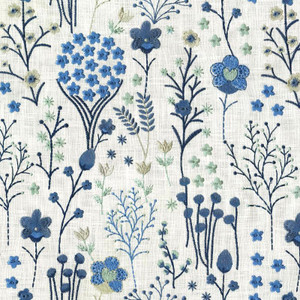 P/K Lifestyles FLORAL FEAST EMB PORCELAIN 41052 Floral Embroidered Drapery Fabric