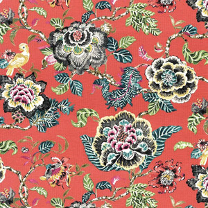 P/K Lifestyles SUMMER PALACE PAPRIKA 411430 Floral Print Upholstery And Drapery Fabric