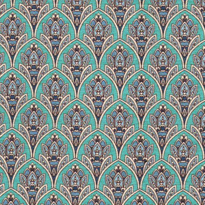 7126011 REED TEAL Contemporary Print Upholstery And Drapery Fabric