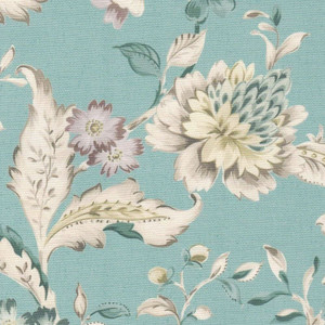 7126211 DAVIS TEAL Floral Print Upholstery And Drapery Fabric