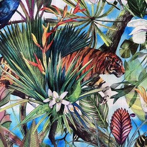 7142611 TOUCAN TIGER DAYTIME Tropical Print Upholstery And Drapery Fabric