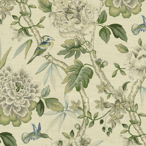 P/K Lifestyles PEONY PORTICO DOVE 472691 Floral Print Upholstery And Drapery Fabric