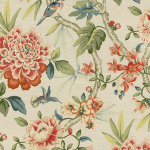 P/K Lifestyles PEONY PORTICO SPRING 472692 Floral Print Upholstery And Drapery Fabric