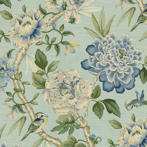 P/K Lifestyles PEONY PORTICO LARKSPUR 472693 Floral Print Upholstery And Drapery Fabric