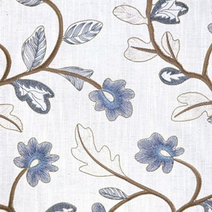 7184912 GARLAND BATTLESHIP Floral Embroidered Drapery Fabric