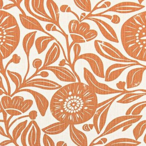 7185813 JACOB SUNRISE ORANGE Floral Linen Blend Upholstery And Drapery Fabric