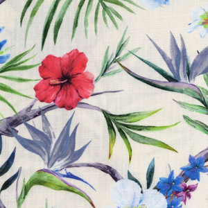 2022511 PARADISE BLOSSOM BLUE Floral Print Drapery Fabric