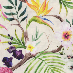 2022512 PARADISE BLOSSOM RED Floral Print Drapery Fabric