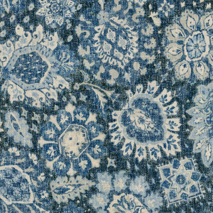 P/K Lifestyles HERIZ MEDALLIONS INDIGO 409321 Floral Print Upholstery And Drapery Fabric