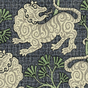 P Kaufmann LION DANCE SWA 003 TEAK Print Upholstery And Drapery Fabric