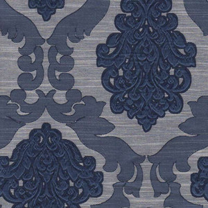 6798512 ADANA MIDNIGHT Floral Damask Upholstery And Drapery Fabric