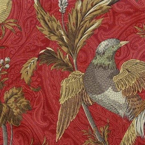 Braemore PHEASANT HUNT GARNET Paisley Print Upholstery Fabric