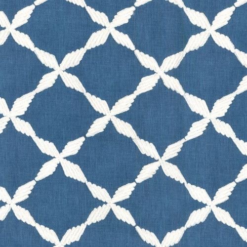 Waverly ANDALUS EMB AEGEAN 654240 Lattice Embroidered Drapery Fabric