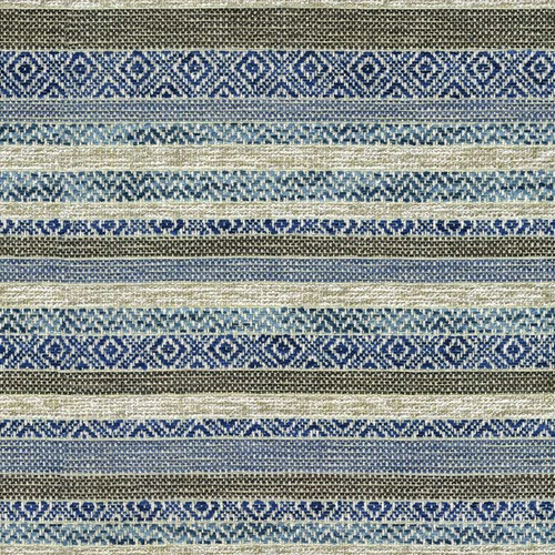 P/K Lifestyles KILIM BANDS ATLANTIC 410311 Stripe Linen Blend Upholstery And Drapery Fabric