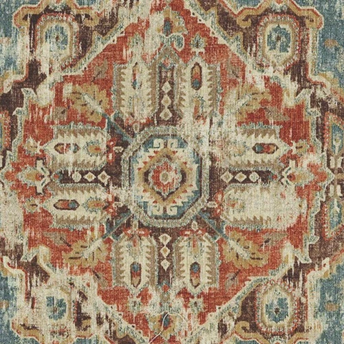 Covington MAXIMILLIAN 596 TEAL Southwestern Linen Blend Upholstery And Drapery Fabric