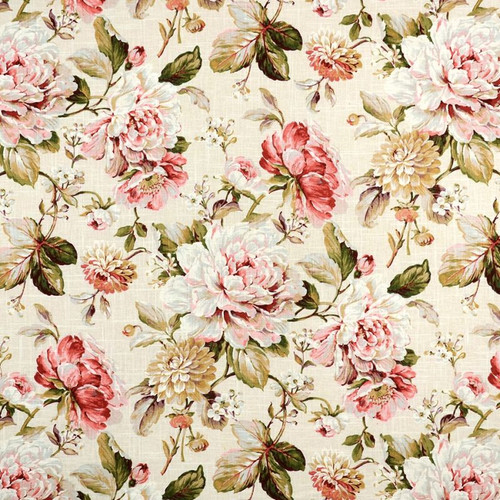 Covington BELLE FLEUR 712 TEA ROSE Floral Linen Blend Upholstery And Drapery Fabric