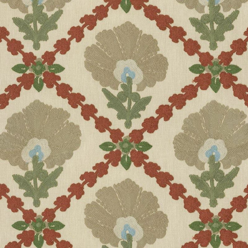 P/K Lifestyles GRAND FLEUR EMB HARVEST 411401 Floral Embroidered Drapery Fabric