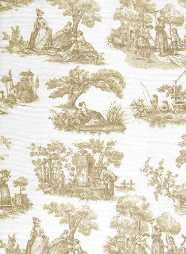 6448412 SABOYA OLIVE 55IN Toile Print Upholstery And Drapery Fabric