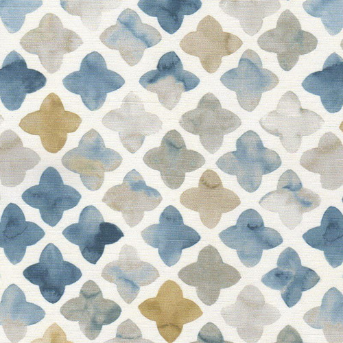 7093711 SULLIVAN STORMY BLUE Lattice Print Upholstery And Drapery Fabric