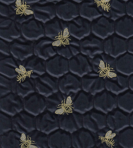 7096014 BEESWAX NAVY Embroidered Drapery Fabric