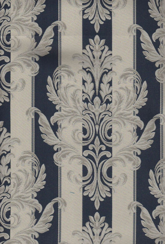 7103211 LEUVEN NAVY Stripe Damask Upholstery And Drapery Fabric