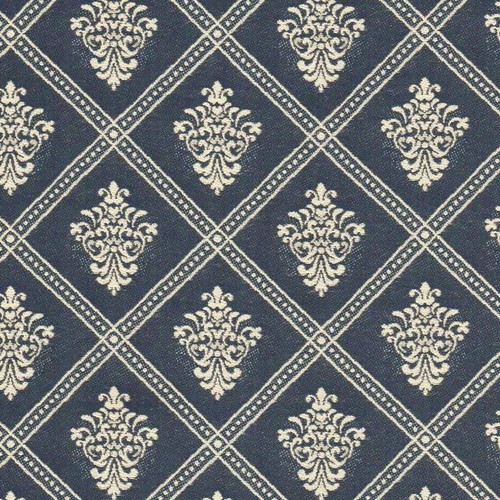 7103311 GHENT NAVY Lattice Damask Upholstery And Drapery Fabric