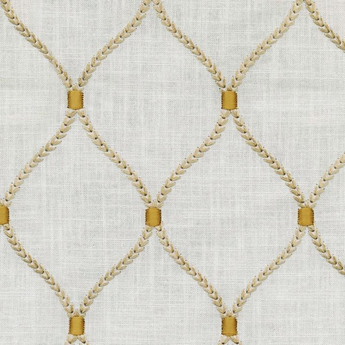 Williamsburg DEANE EMBROIDERY GILDED 700501 Lattice Embroidered Drapery Fabric