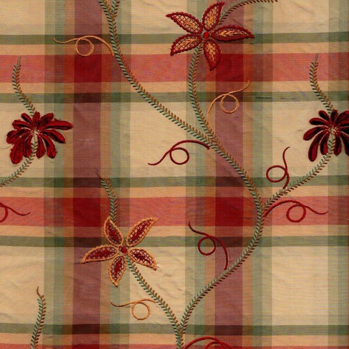 5765711 CLAUDIA / SUNSET AND VINE Plaid Embroidered Silk Drapery Fabric