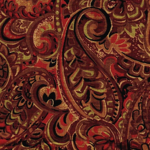 Trend 02126 CRANBERRY Paisley Linen Blend Upholstery And Drapery Fabric