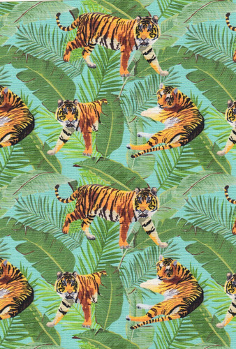 7143011 ON THE PROWL MINI JADE Tropical Print Upholstery And Drapery Fabric