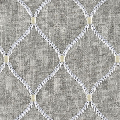 7158315 JOVIAL CHINCHILLA Lattice Embroidered Drapery Fabric