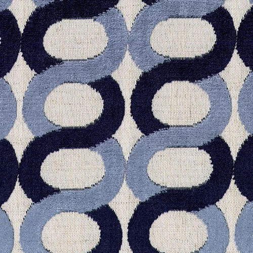 7145911 LINCOLN INDIGO Lattice Velvet Upholstery Fabric