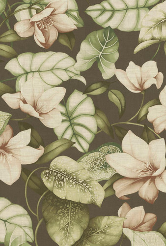 Tommy Bahama Home WINDEMERE GARDEN MOCHA 880201 Floral Print Upholstery And Drapery Fabric