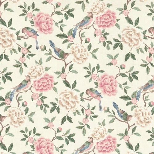 Covington ALBA ROSE 70 BLOSSOM Floral Linen Blend Upholstery And Drapery Fabric