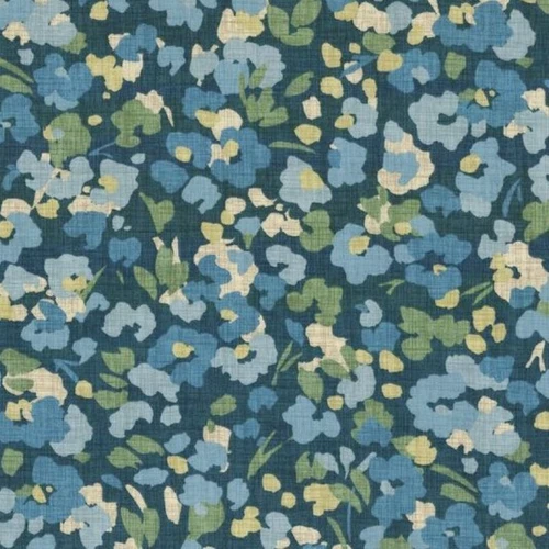 Magnolia Home Fashions BIXBY NAVY Floral Print Upholstery And Drapery Fabric