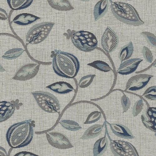 7165111 PATRICIA BLUE Floral Print Upholstery And Drapery Fabric