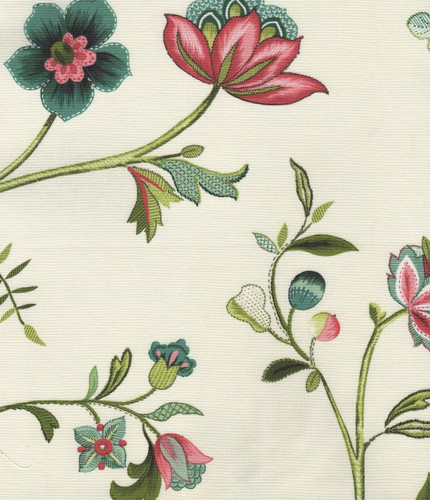 6781413 CHASE ROSE/TEAL Floral Print Upholstery And Drapery Fabric