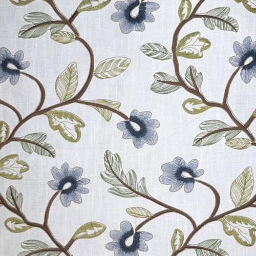 7184914 GARLAND FIELD Floral Embroidered Drapery Fabric