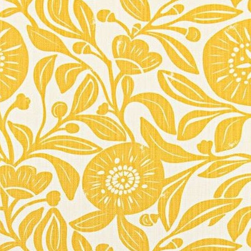 7185811 JACOB SUNRISE YELLOW Floral Linen Blend Upholstery And Drapery Fabric