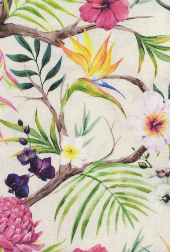2022512 PARADISE BLOSSOM RED Floral Print Drapery Fabric