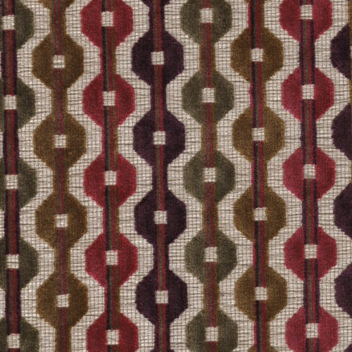 2024812 EPINGLE TD RASPBERRY Geometric Velvet Upholstery Fabric