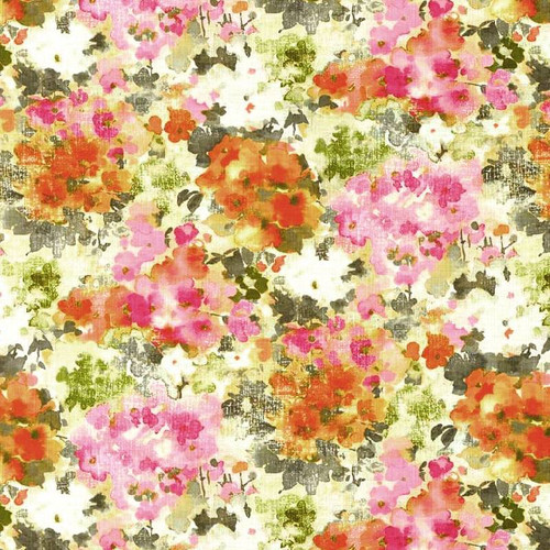 Covington FLEURIE 77 PECHE Floral Linen Blend Upholstery And Drapery Fabric