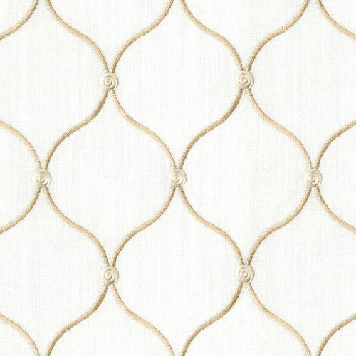 Covington TRAMORE 101 ANTIQUE WHITE Lattice Embroidered Drapery Fabric