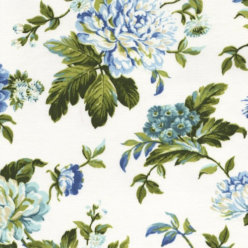 6449012 GAM BLUE GREEN Floral Print Upholstery And Drapery Fabric