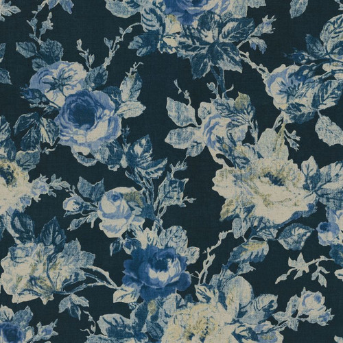 Waverly APPLE HILL INDIGO 682032 Floral Print Upholstery And Drapery Fabric