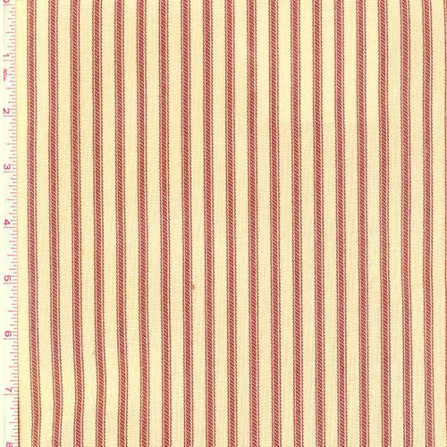 Magnolia Home Fashions BERLIN RED Ticking Stripe Print Upholstery And Drapery Fabric