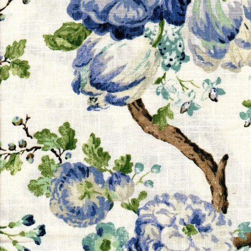 P Kaufmann MANOR HOUSE SWA 001 PORCELAIN Floral Linen Blend Upholstery And Drapery Fabric