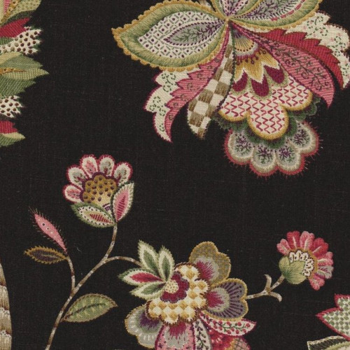 P Kaufmann FLORET SWA 004 SLATE Floral Linen Blend Upholstery And Drapery Fabric