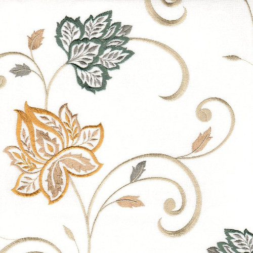 6763513 LONETO A OFF WHITE Floral Embroidered Drapery Fabric