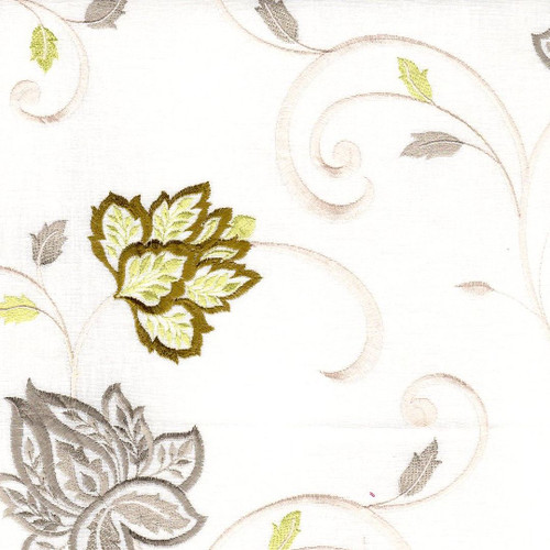 6763515 LONETO A LIME Floral Embroidered Drapery Fabric